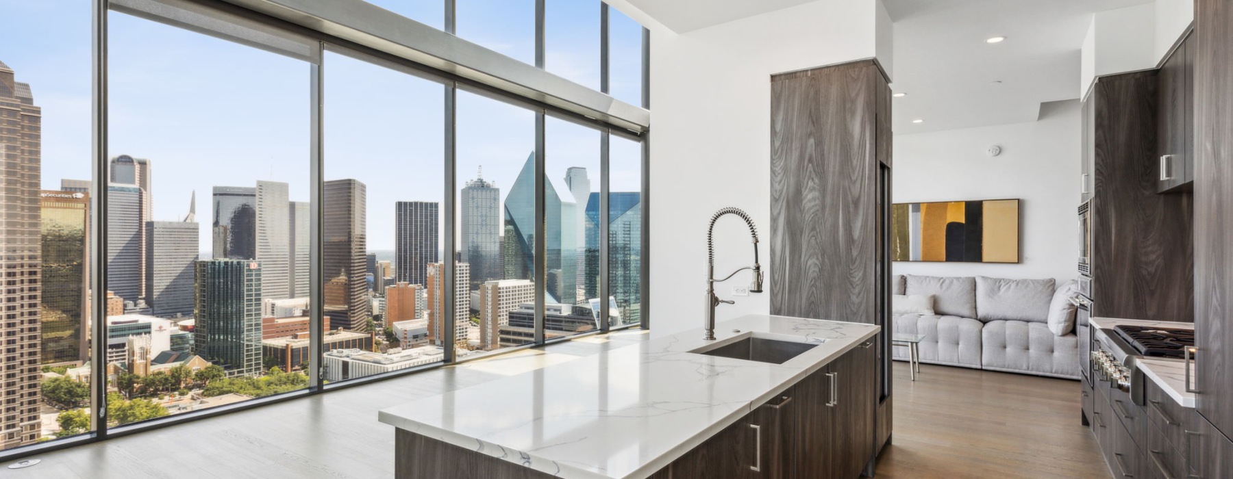 a kitchen with an island